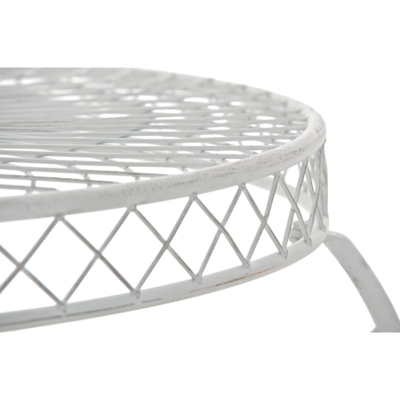 Table pour terrasse Ronde 4 personnes en Fer forgé Blanc vieilli Macie - 3