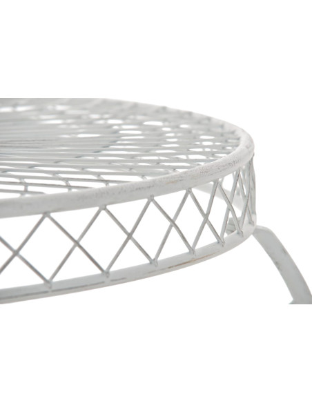 Table pour terrasse Ronde 4 personnes en Fer forgé Blanc vieilli Macie - 3