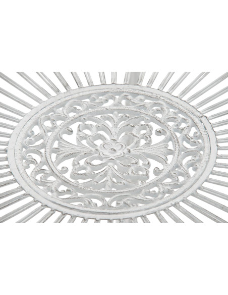 Table pour terrasse Ronde 4 personnes en Fer forgé Blanc vieilli Macie - 4
