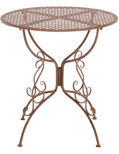 Table pour terrasse Ronde 2 personnes en Fer forgé Marron vieilli Maggy - 1