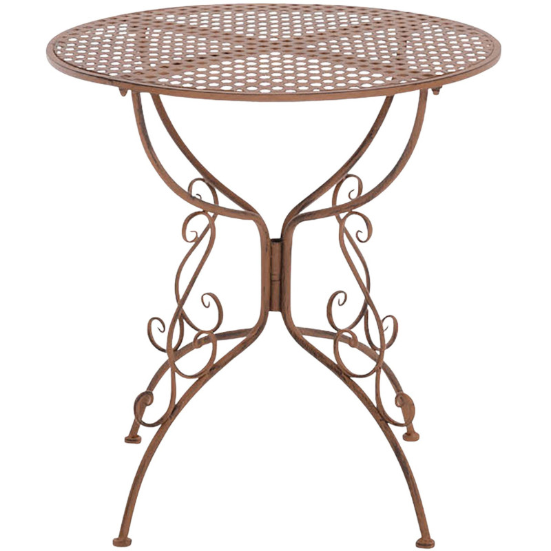 Table pour terrasse Ronde 2 personnes en Fer forgé Marron vieilli Maggy - 1