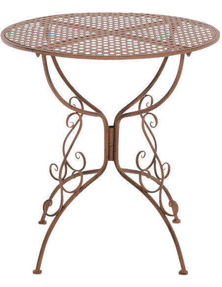 Table pour terrasse Ronde 2 personnes en Fer forgé Marron vieilli Maggy - 1