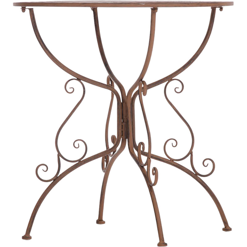 Table pour terrasse Ronde 2 personnes en Fer forgé Marron vieilli Maggy - 2