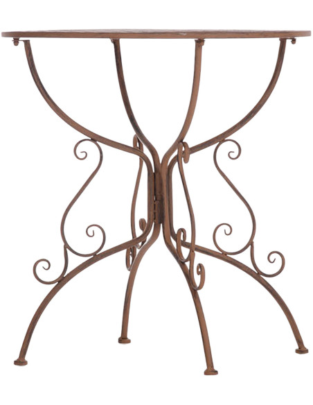 Table pour terrasse Ronde 2 personnes en Fer forgé Marron vieilli Maggy - 2