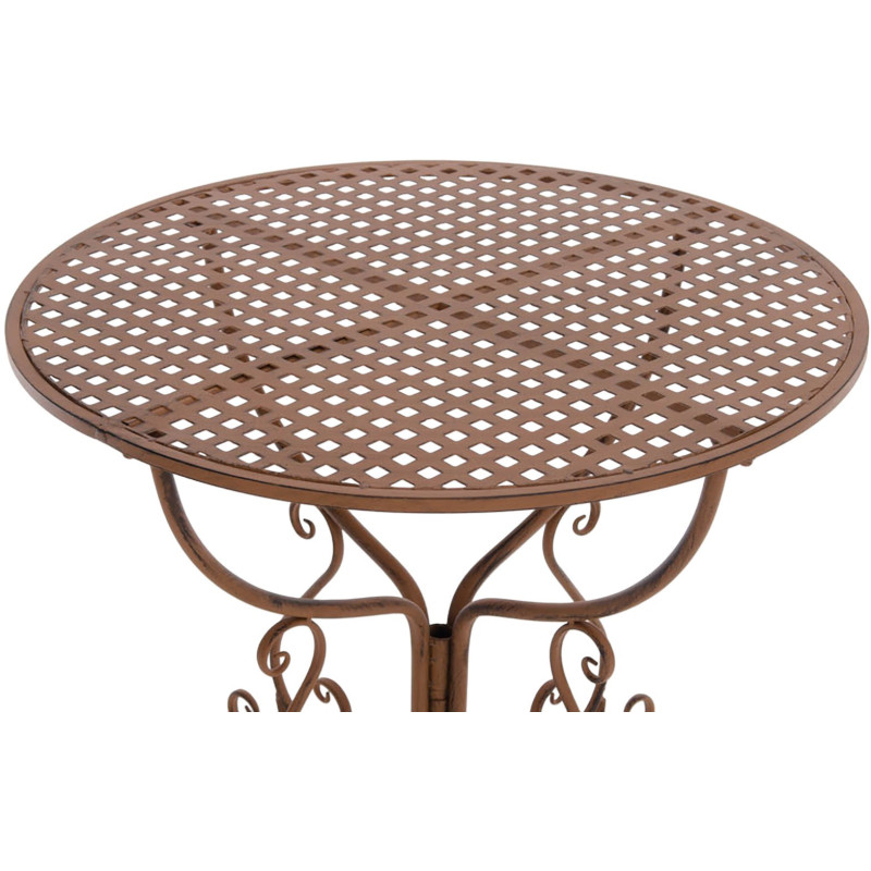 Table pour terrasse Ronde 2 personnes en Fer forgé Marron vieilli Maggy - 3