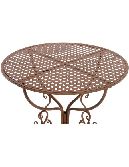 Table pour terrasse Ronde 2 personnes en Fer forgé Marron vieilli Maggy - 3