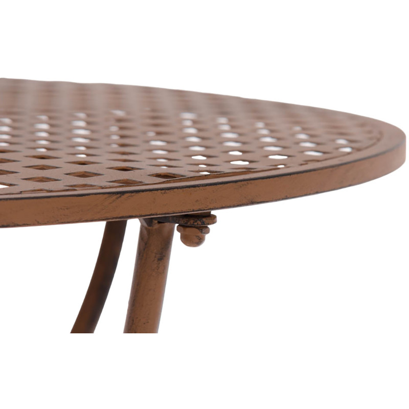 Table pour terrasse Ronde 2 personnes en Fer forgé Marron vieilli Maggy - 4