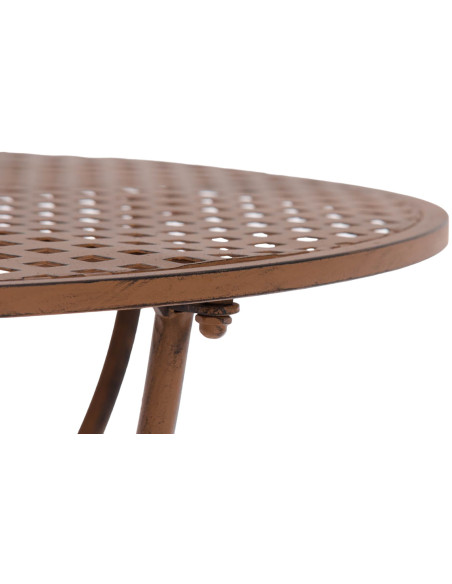 Table pour terrasse Ronde 2 personnes en Fer forgé Marron vieilli Maggy - 4
