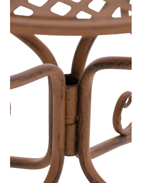 Table pour terrasse Ronde 2 personnes en Fer forgé Marron vieilli Maggy - 7