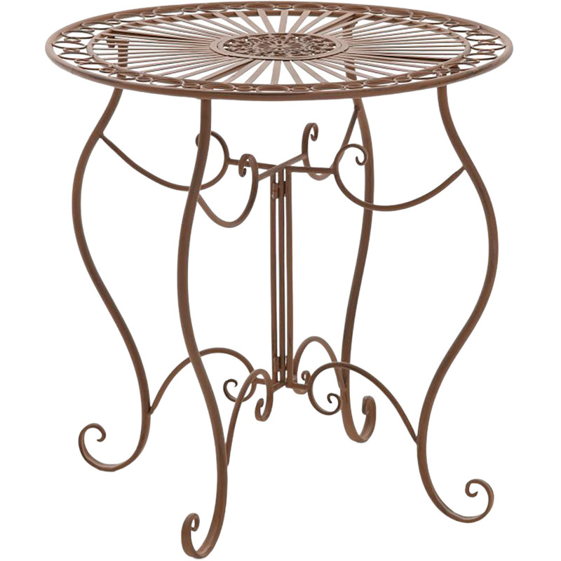 Table pour terrasse Ronde 2 personnes en Fer forgé Marron vieilli Irena - 1