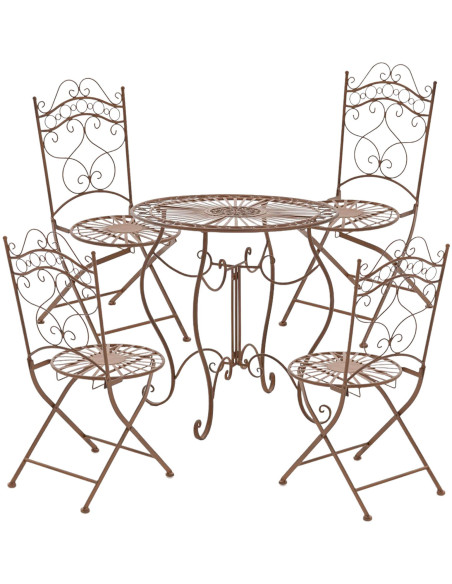 Table pour terrasse Ronde 2 personnes en Fer forgé Marron vieilli Irena - 7