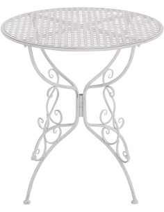 Table pour terrasse Ronde 2 personnes en Fer forgé Blanc vieilli Maggy - 1