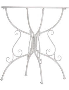 Table pour terrasse Ronde 2 personnes en Fer forgé Blanc vieilli Maggy - 2