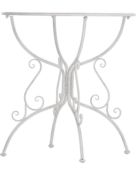 Table pour terrasse Ronde 2 personnes en Fer forgé Blanc vieilli Maggy - 2