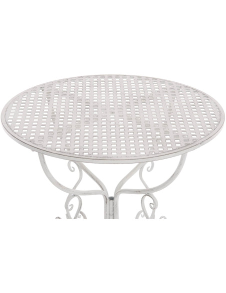 Table pour terrasse Ronde 2 personnes en Fer forgé Blanc vieilli Maggy - 3
