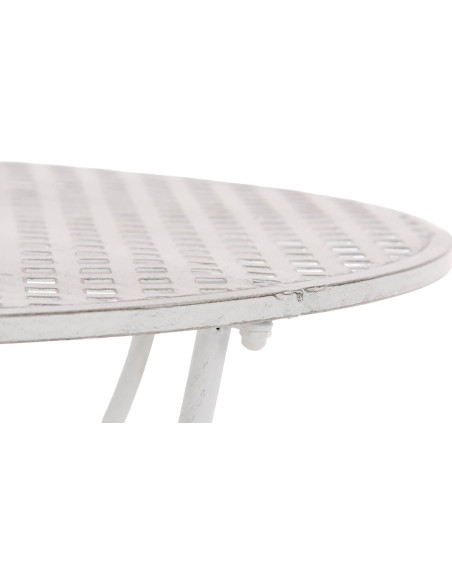 Table pour terrasse Ronde 2 personnes en Fer forgé Blanc vieilli Maggy - 4