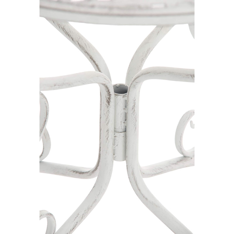 Table pour terrasse Ronde 2 personnes en Fer forgé Blanc vieilli Maggy - 6
