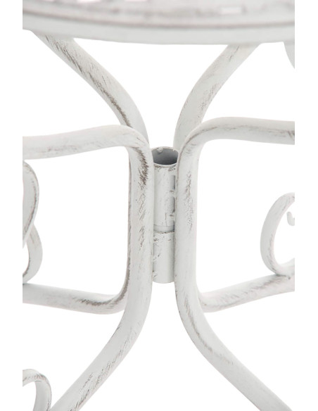 Table pour terrasse Ronde 2 personnes en Fer forgé Blanc vieilli Maggy - 6