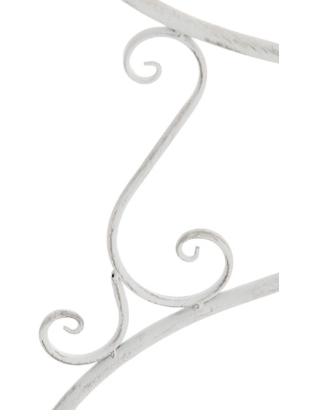 Table pour terrasse Ronde 2 personnes en Fer forgé Blanc vieilli Maggy - 7