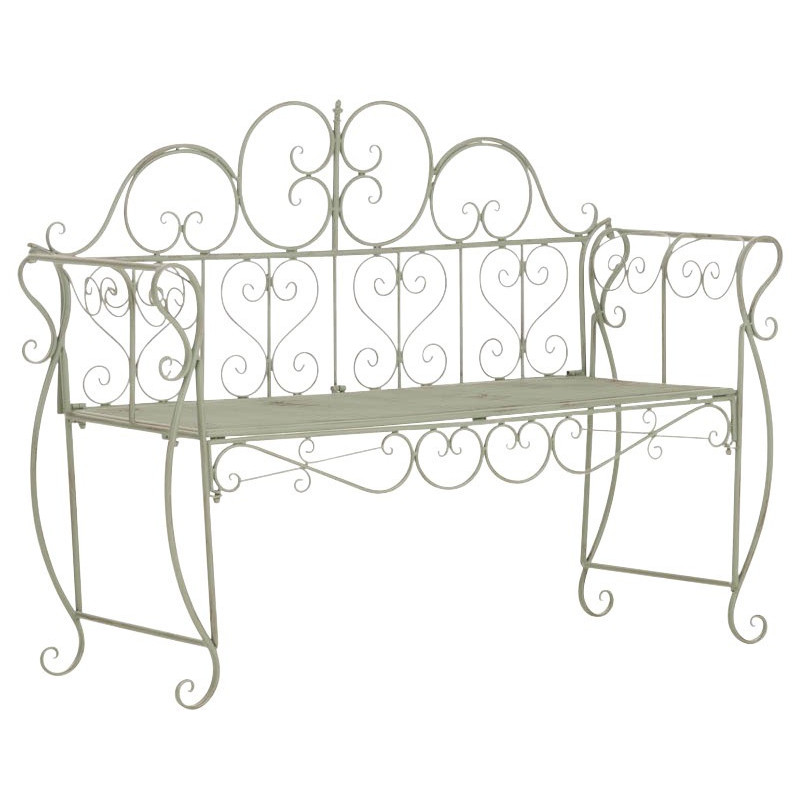 Banc de jardin 2 places en Fer forgé Vert vieilli Austyn - 1