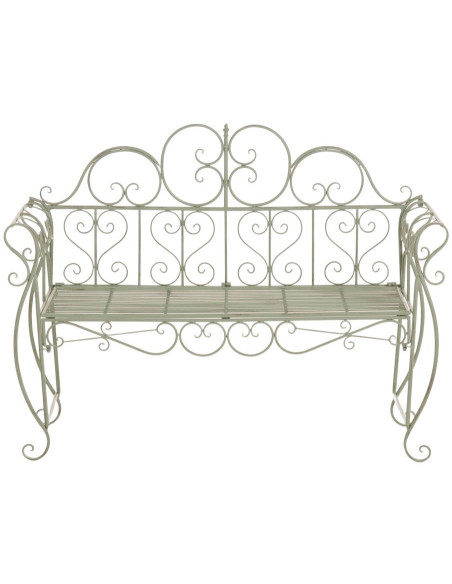 Banc de jardin 2 places en Fer forgé Vert vieilli Austyn - 2