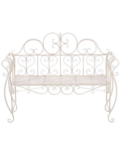 Banc de jardin 2 places en Fer forgé Crème vieilli Austyn - 2
