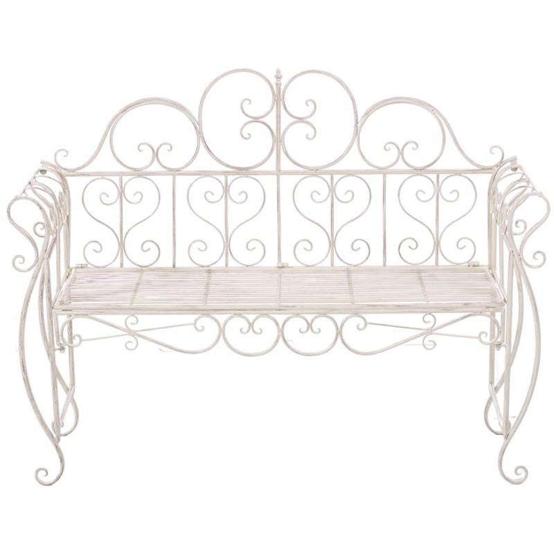 Banc de jardin 2 places en Fer forgé Crème vieilli Austyn - 2