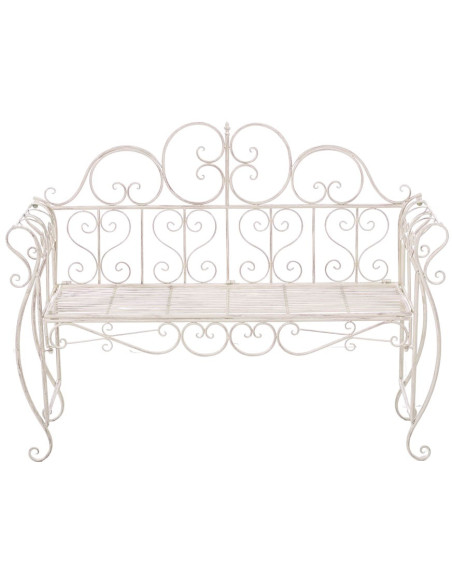 Banc de jardin 2 places en Fer forgé Crème vieilli Austyn - 2