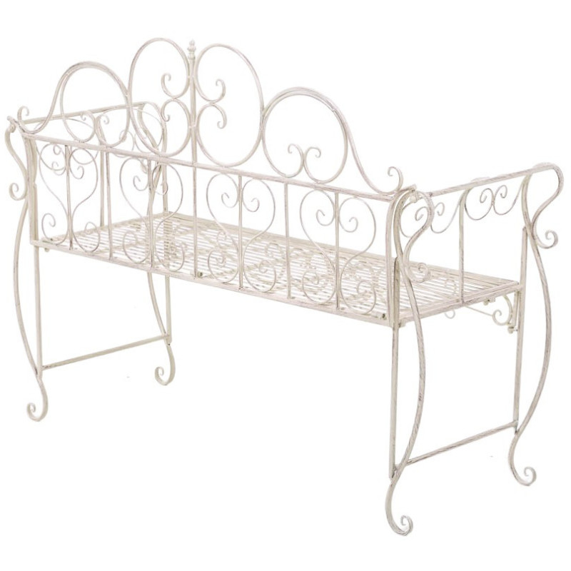 Banc de jardin 2 places en Fer forgé Crème vieilli Austyn - 3