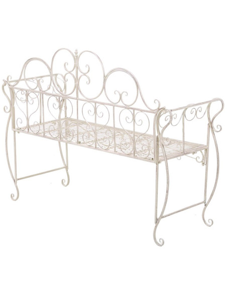 Banc de jardin 2 places en Fer forgé Crème vieilli Austyn - 3