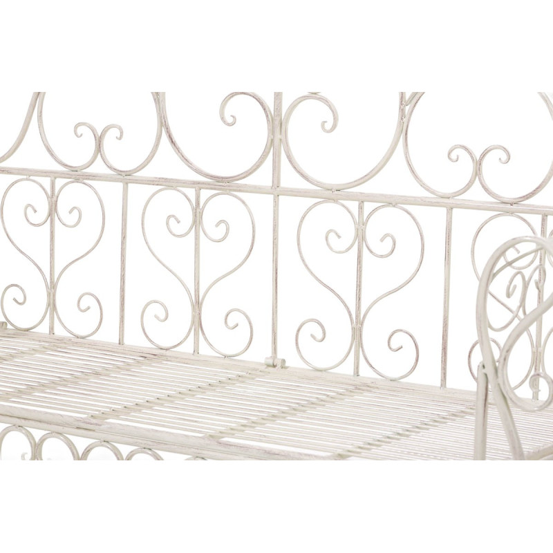 Banc de jardin 2 places en Fer forgé Crème vieilli Austyn - 5