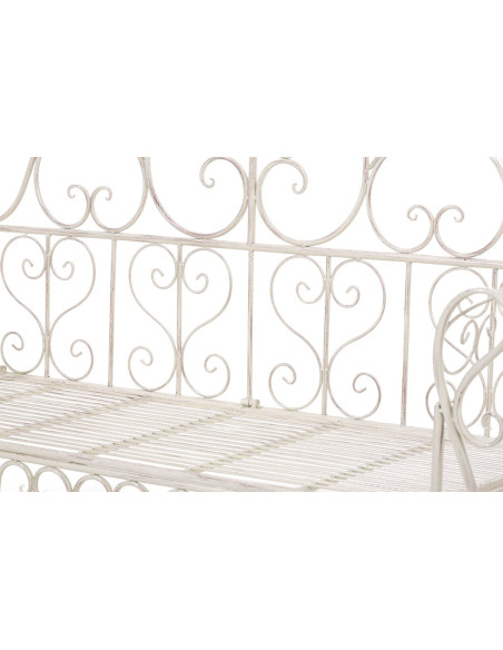 Banc de jardin 2 places en Fer forgé Crème vieilli Austyn - 5