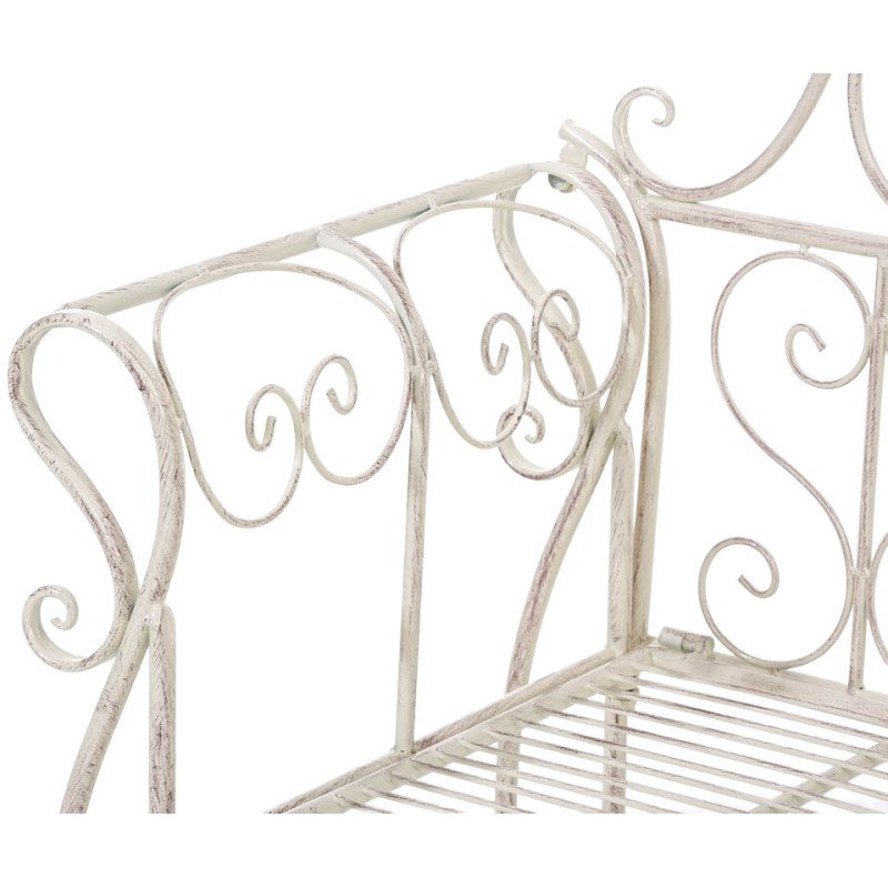 Banc de jardin 2 places en Fer forgé Crème vieilli Austyn - 6