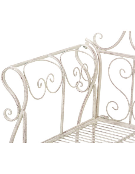 Banc de jardin 2 places en Fer forgé Crème vieilli Austyn - 6