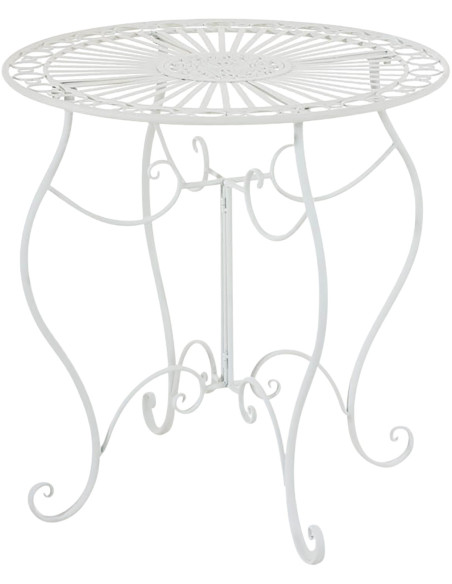 Table pour terrasse Ronde 2 personnes en Fer forgé Blanc Irena - 1