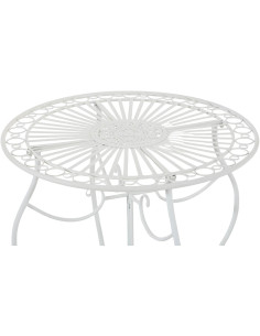 Table pour terrasse Ronde 2 personnes en Fer forgé Blanc Irena - 2