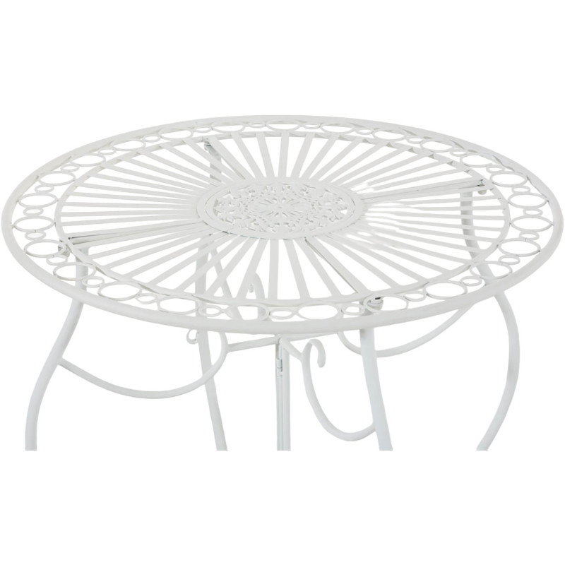 Table pour terrasse Ronde 2 personnes en Fer forgé Blanc Irena - 2