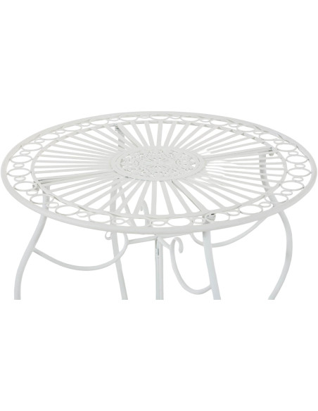 Table pour terrasse Ronde 2 personnes en Fer forgé Blanc Irena - 2