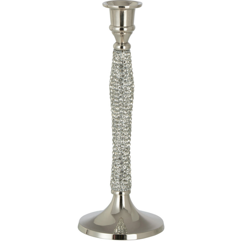 Bougeoir sur pied Diamond Hauteur 25 cm en Métal Argenté - 1