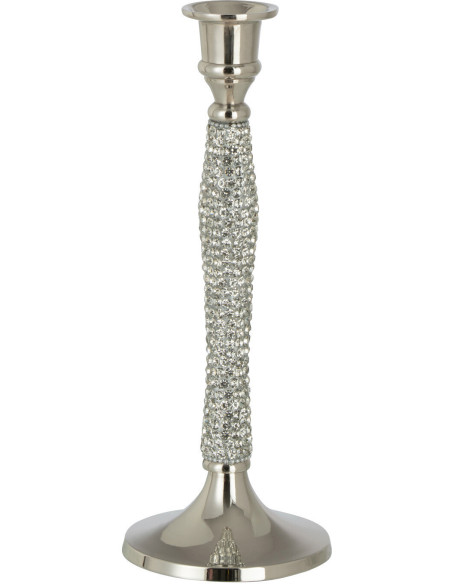 Bougeoir sur pied Diamond Hauteur 25 cm en Métal Argenté - 1