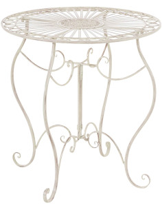 Table pour terrasse Ronde 2 personnes en Fer forgé Crème vieilli Irena - 1