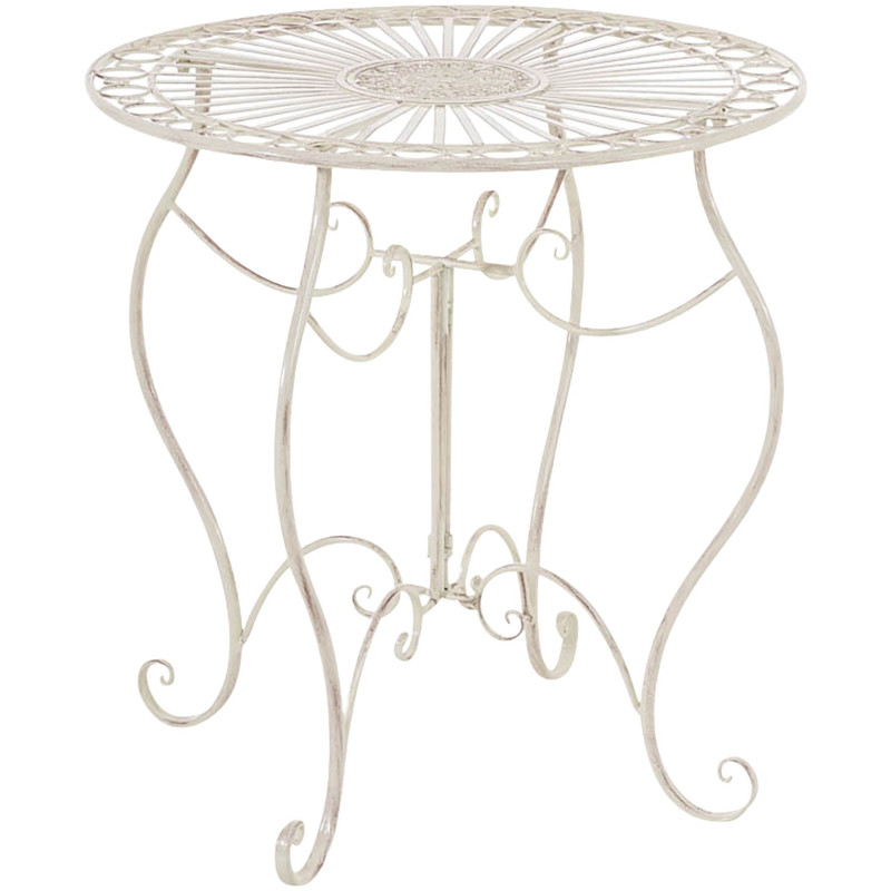 Table pour terrasse Ronde 2 personnes en Fer forgé Crème vieilli Irena - 1