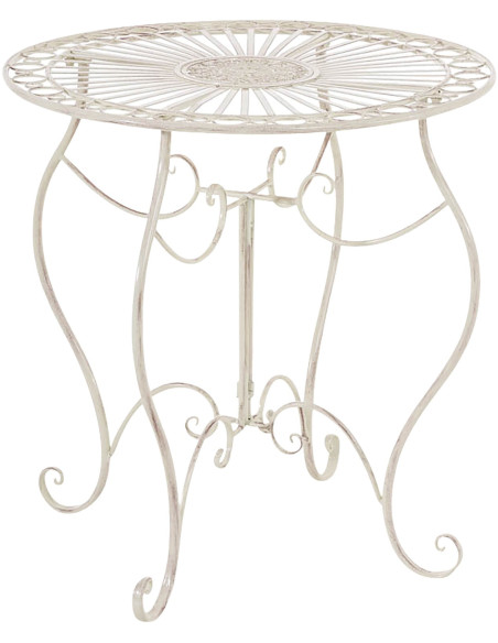 Table pour terrasse Ronde 2 personnes en Fer forgé Crème vieilli Irena - 1