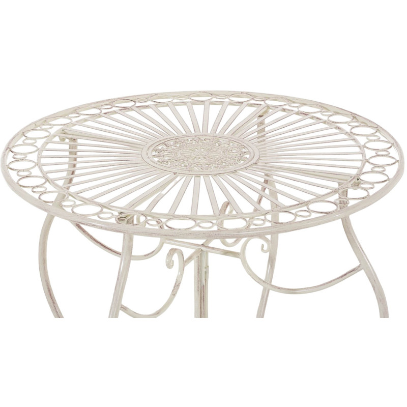 Table pour terrasse Ronde 2 personnes en Fer forgé Crème vieilli Irena - 2