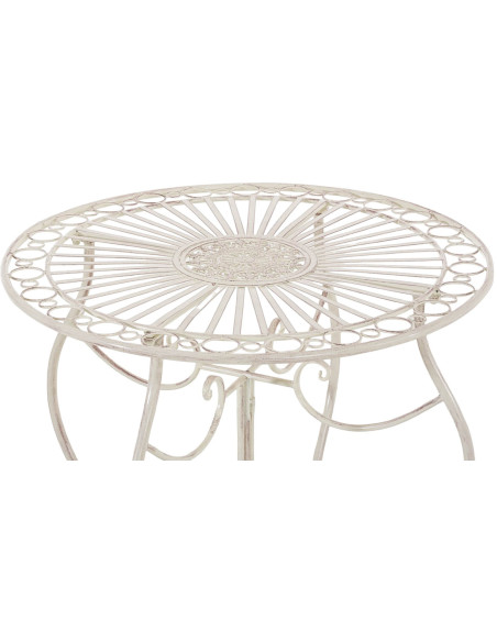 Table pour terrasse Ronde 2 personnes en Fer forgé Crème vieilli Irena - 2