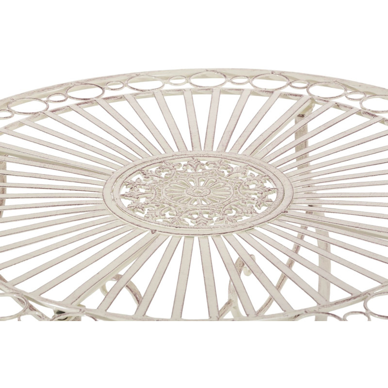 Table pour terrasse Ronde 2 personnes en Fer forgé Crème vieilli Irena - 3