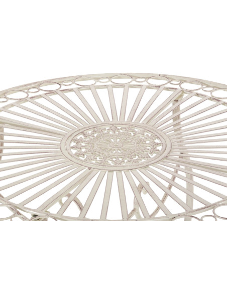 Table pour terrasse Ronde 2 personnes en Fer forgé Crème vieilli Irena - 3