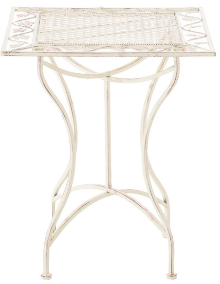 Table pour terrasse Carrée 2 personnes en Fer forgé Crème vieilli Marilee - 1