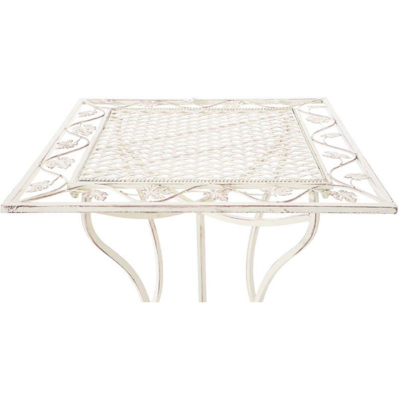 Table pour terrasse Carrée 2 personnes en Fer forgé Crème vieilli Marilee - 2