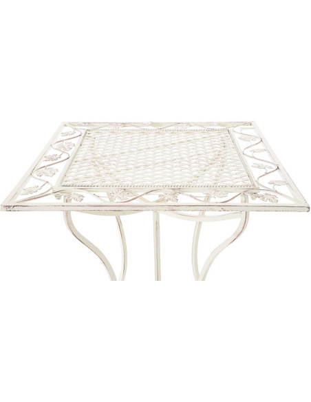 Table pour terrasse Carrée 2 personnes en Fer forgé Crème vieilli Marilee - 2